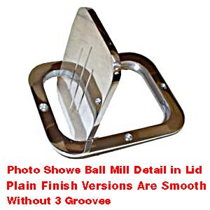 Billet Aluminum Fuel Filler Door – Small Rectangle – Ball Milled Lid