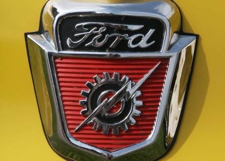 53-56 Ford Front Hood Emblem – Chrome Shield